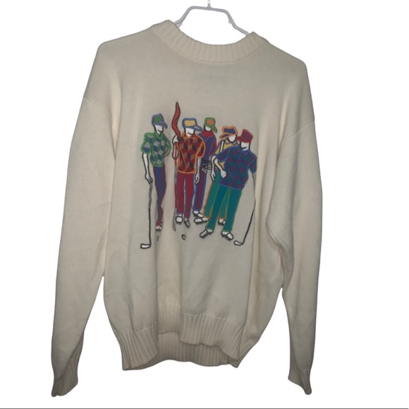 Vintage Pivot Sport Ware 100 % fine cotton Sweater Full Sleeve Golf graphic - M - Picture 1 of 3